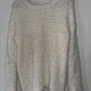 Women's Fuzzy & Cozy White Sweater